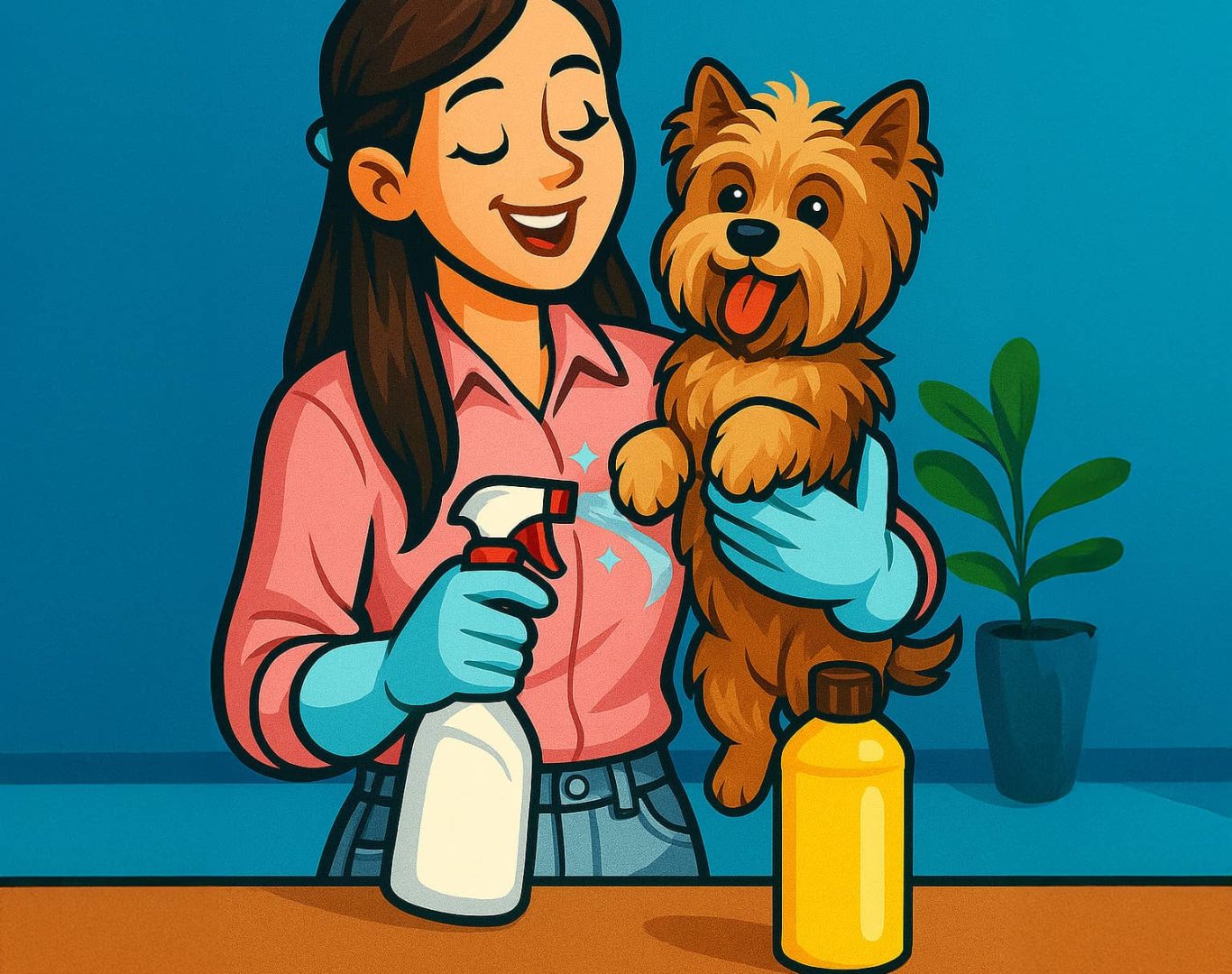 Technician providing dog poop scooper service in Hartville OH backyard
